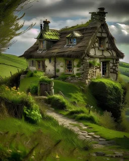 medieval cottage, on a hill