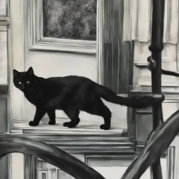 Um gato preto peludo