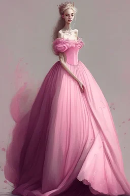 aesthetic princess with long pink dress