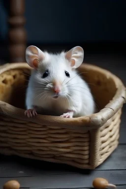 Little white rat in a bread