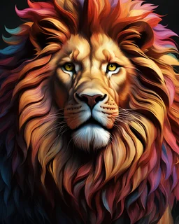 Lion, colorful page, coloer background, digital Art, perfect composition, beautiful detailed intricate insanely detailed octane render trending on artstation, 8 k artistic photography, photorealistic concept art, soft natural volumetric cinematic perfect light, chiaroscuro, award - winning photograph, masterpiece, oil on canvas, raphael, caravaggio, greg rutkowski, beeple, beksinski, giger, black and white still, digital Art, perfect coloer, read,green, blew,white, ((((colorful))))