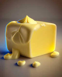 Butter. Realistic photo. HD. Glowing. 3d style