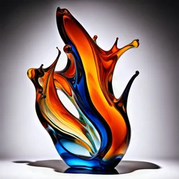 An abstract glass liquid sculpture