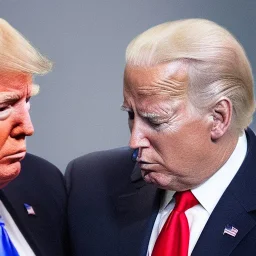 detailed realistic portrait of Joe Biden sniffing Donald Trump's hair