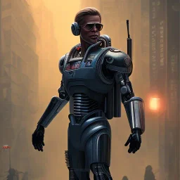 Brad pitt cyberpunk, full body, robocop, Egypt background