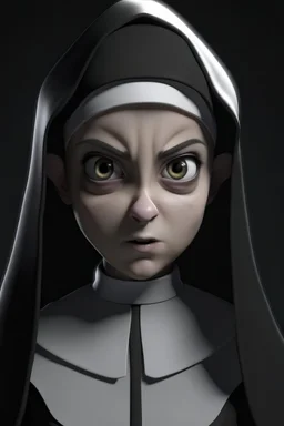 creepy young animated nun