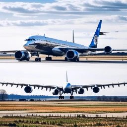 A picture of a plane about to take off from the ground, and the picture was taken from the side of the plane
