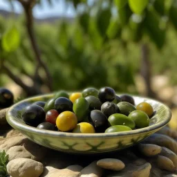 A plate of olives in nature