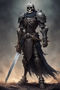 dark age armored skeleton knight with sword , death incarnate