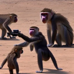 photo, jedi Elon Musk shooting baboons