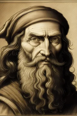 le pere de léonard de vinci au crayon style renaissance