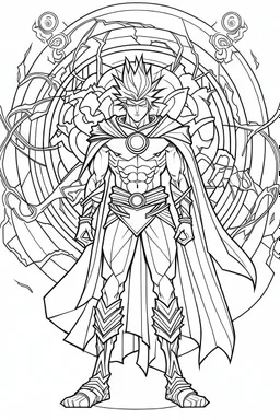 outline art An evolved Cosmic Superman .Naruto cinematic lighting, high resolution 3D render art coloring pages with witch, white background, Sketch style, full body, use outline, Mandala style, clean line art, white background, no shadows and clear and well