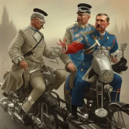 Kanye west riding a bike with Adolf Hitler on the handlebars