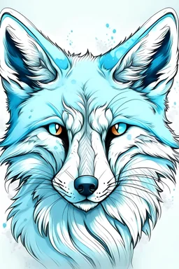 Potrait of ice blue color fox head