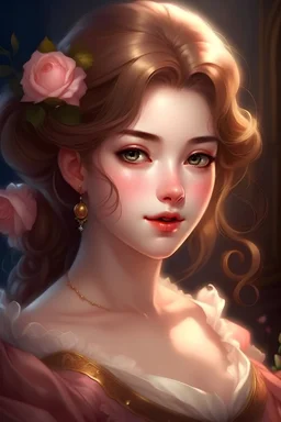 Portrait of an extremely beautiful princess, gorgeous beauty, semi realism, looks like rose from titanic, a female anime protagonist