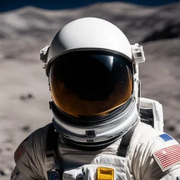 a close up on the helmet of a spacesuit on a moon