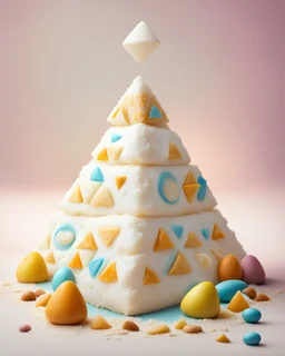 sweet Orthodox Easter made entirely from cottage cheese, it has the shape of a truncated pyramid with the letters XB. Beautiful, delicious. Cartoon style.