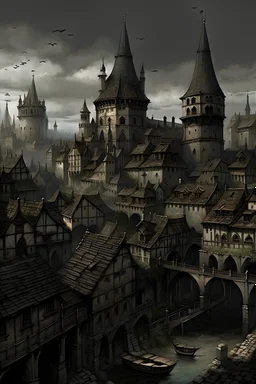 черный средневековый город