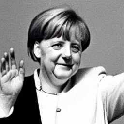 Angela Merkel in a Nazi army Uniform doing a Nazi salute