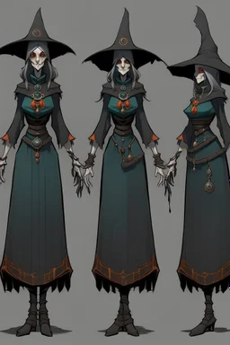 witch necromancer female dress turnaround