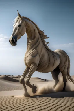 ghost horse made of sands in the desert storm