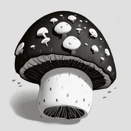 mushroom, black and white, cartoon, drawing, cute, creature, simple, mouth