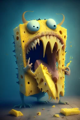 monster eating cheese