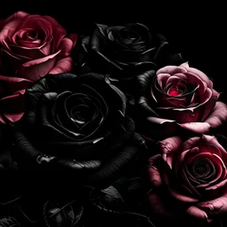 Flowers, black roses, nature, color palette, black and pink, background, roses