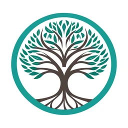 centered, logo with centered tree of life being held inside up turned hands, vector, paper cut out