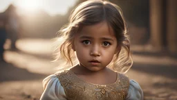 Thoughtful appealing 2-year-old migrant girl, engaging, tearful, aware, worried, intelligent, hopeful, fearful, showing her head and upper body, perfect sparkling eyes, perfect anatomy, exquisite composition, beautiful detailed intricate detailed octane render, 8k artistic photography, photorealistic, soft natural volumetric cinematic perfect light, chiaroscuro, award-winning photograph, masterpiece, raphael, caravaggio, bouguereau