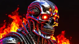 Terminator iron maiden, 4k full detail, realistic, émission radio logo hardrock pentagram firestarter tribute to Black sabbath flammes en fond