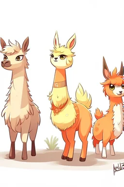 llamas in the style of pokemon