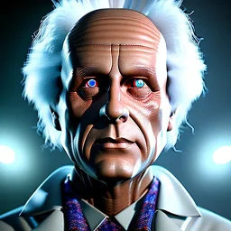 Portrait of Doctor Emmet Brown, Back to the Future, ultra realistic, high detail level, 8k, 3d, unreal engine