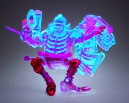 futuristic neon crystal sekeleton samurai smoke