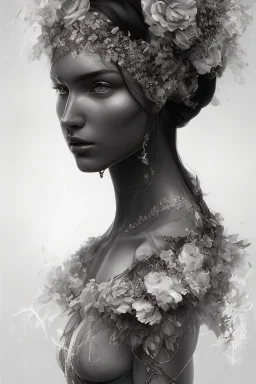 full Closeup portrait of a black horse wearing crown of flowers, smooth soft skin, soft lighting, detailed face, concept art, digital painting, looking into camera, hyper realistic with fine details