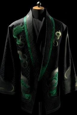 Alien a smoking jacket with dragon-themed embroidery. Their scales shimmer with iridescent hues.Eyes glazed a subtle hint of smoke wafts around them