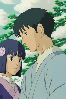 An intense portrait of Yui and Toshi inside a Gastown oxygen bar, filled with peculiar, nonsensical tech. Patrons inhale oxygen through floating orbs of light, levitating chairs defy gravity, and holographic bartenders serve drinks. Our protagonists, surrounded by this alien tech, exchange uncertain looks, their rustic farming gear contrasting sharply with the high-tech environment.