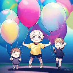 yound anime child letting go of a balloon