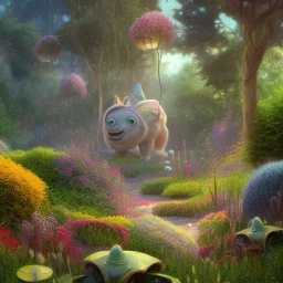 pixar style, volumetric summer garden environment and background, realistic painting of hamburger, looking excited, volumetric lighting, dramatic lighting, detailed digital painting, extreme dense and fine fur, anime, ornate, colour-washed colors, elegant, small minutiae, tiny features, particulars, centered, smooth, sharp focus, renderman gofur render, 8k, uhd, detailed eyes, realistic shaded volumetric lighting, sunlight caustics, backlight, centered camera view