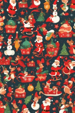 Christmas theme, joyful and vibrant colours, disney style