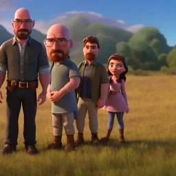 Walter White and his family, 8k, realistic face, with a fedora, sunset background,funeral,