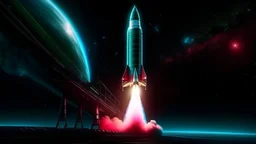 captivating scene. magical rgb space theme. extreme depth and detail. SpaceX rocket