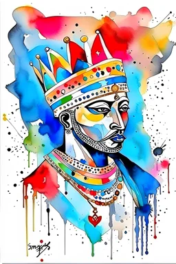 water color art character painting of Muhammed bin Salman, Pixar style, Basquiat, Picasso, Miro, Kandinsky, Klee, Birell, Fairey, Ardon, Buffet and Picasso style, HD --s 750 --v 5.1 --style raw