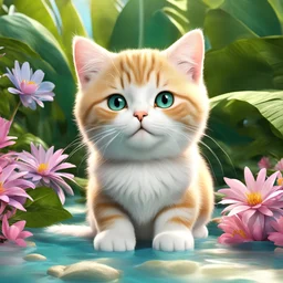 3D , cute cat, Paradise