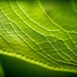 A stunning very out of focus microscopic photography of leaves' texture. Colors are light green and yellow. Heavy grain texture and vintage look.