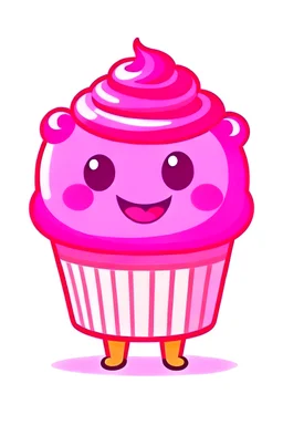 pink Cupcake smiling and holding something