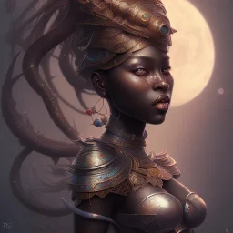 sango fantasy, fantasy magic, intricate, sharp focus, illustration, highly detailed, digital painting, concept art, matte, masterpiece head sexy full body black African beauty space lady black carp skin one head African space night