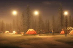 refugee camp at night