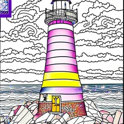 coloring book image of a lighthouse