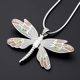 necklace with a simple, elegant design featuring a single, shimmering polyester in dragonfly pendant